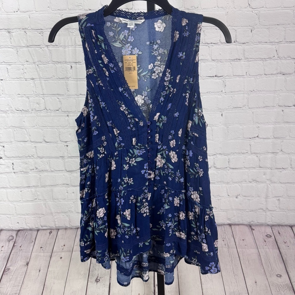 American Eagle Baby Doll Tiered Floral Tank Size Small